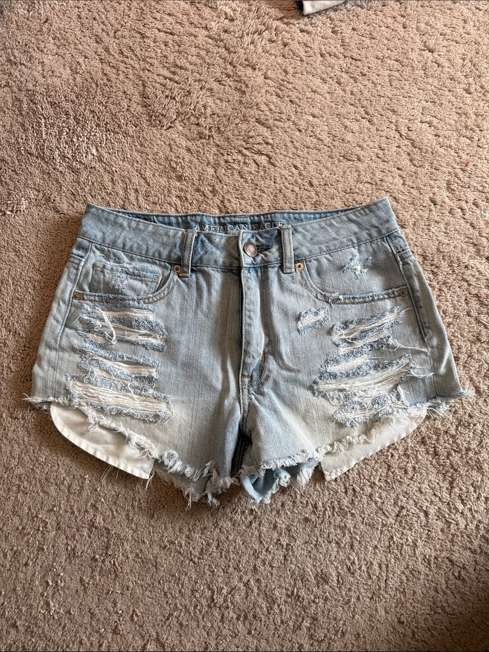 Light Blue Distressed Denim Shorts